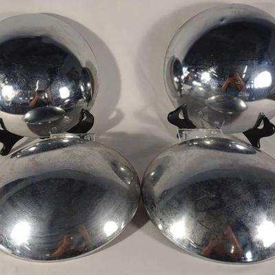 (4) Baby Moon Chrome Hubcaps 10"