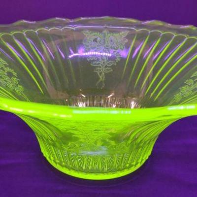 Vintage Uranium Mayfair Green Glass Bowl