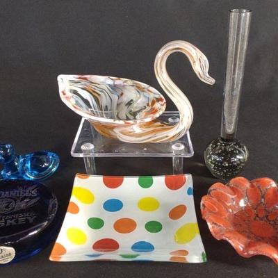 6 Vintage Art Glass Pieces