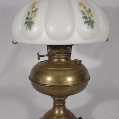 Electrified Brass Rayo Lamp w/ Milk Glass Shade
