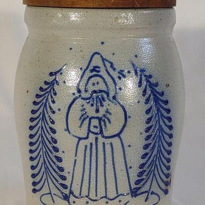 1990 Eldrith Pottery Salt Glazed Santa Crock
