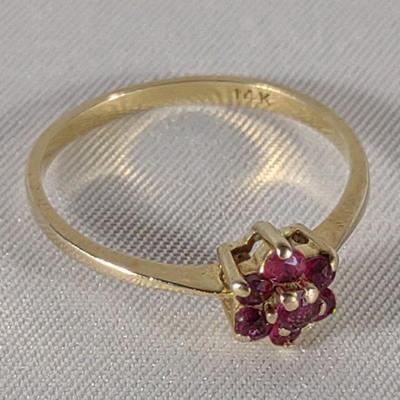 14K Yellow Gold Ruby Cluster Ring (sz 5.75)