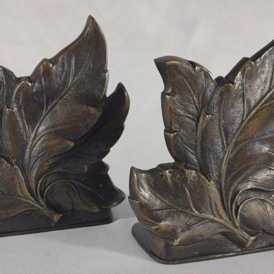Pair of Vintage Gatco Brass Leaf Bookends