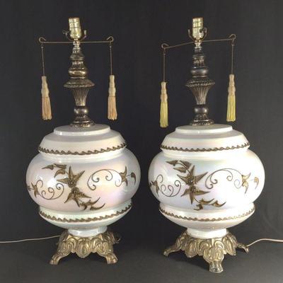Pair of Accurate Casting Co Iridescent Table Lamps