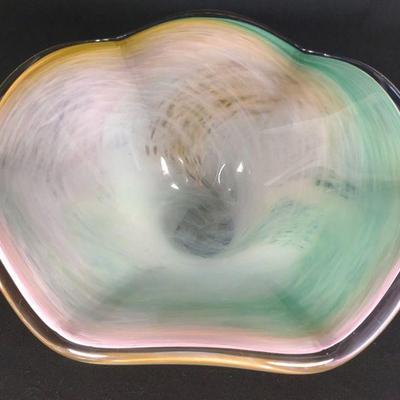 Pastel Sherbet Colored Art Glass Bowl
