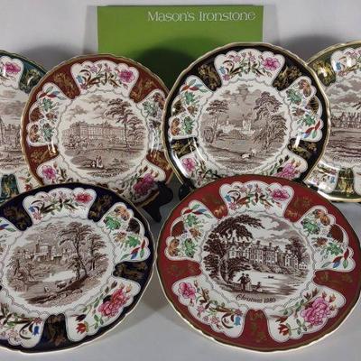 Six 1970s Masons Ironstone Christmas Plates