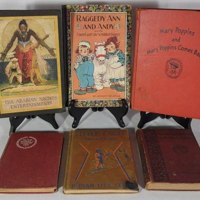 6 Antique Hardcover Fictional Story Books