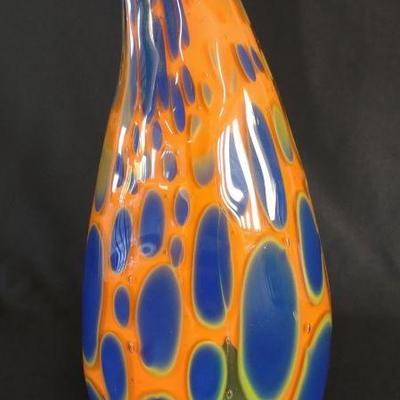 Helen Tegeler Signed Vibrant Art Glass Vase