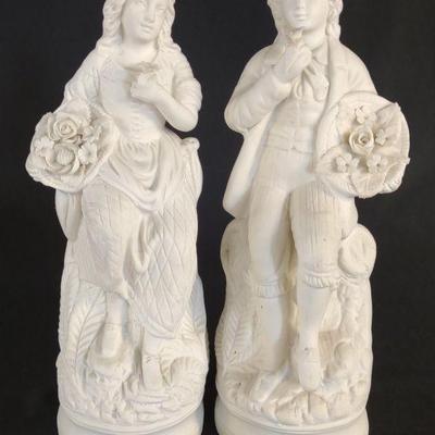 Two 19th C. Parian Ware Signed Sculptures