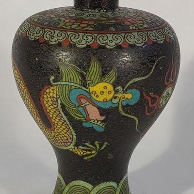 Vintage Cloisonne Enamel Dragon Vase