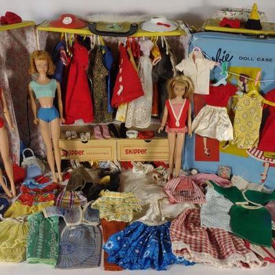 Vintage 1960s Barbies, Clothes, Accessories, Case