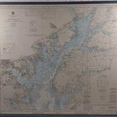 Framed Maryland Chesapeake Bay Chart / Map