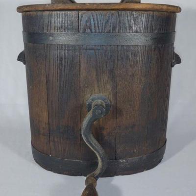 Antique Iron Banded Butter Churn (Works)
