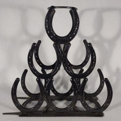 Cast Iron Horseshoe Wine Rack