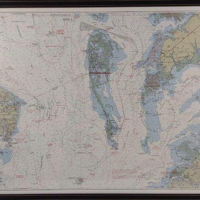 Framed Chesapeake Bay MD/VA Nautical Chart