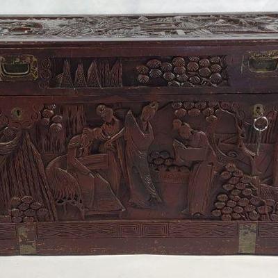 Chinese Carved Camphor Chest 40