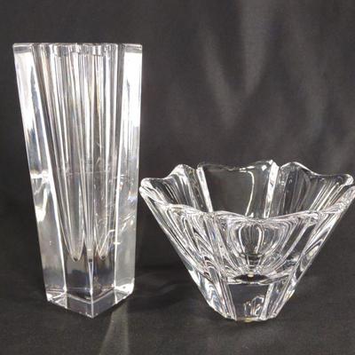 Orrefors Signed Crystal Glass Vase & Bowl