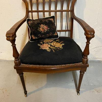 Antique chair  with needlework 