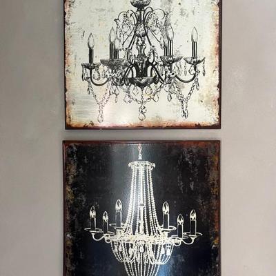 2 sets of tin  chandelier  prints