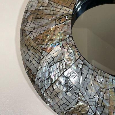 SMALL CIRCULAR MIRROR | Small mirror in a conic patterned frame - dia. 17 in