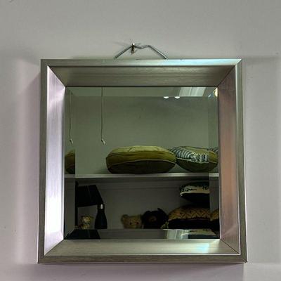 SILVERED WALL MIRROR | Beveled glass mirror in a silvered cove frame - 15 x 15 in.