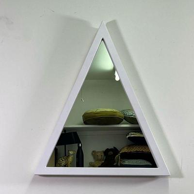 TRIANGULAR WALL MIRROR | Small triangular wall mirror in white painted frame - h. 23-1/2 x w. 19-1/2 in.