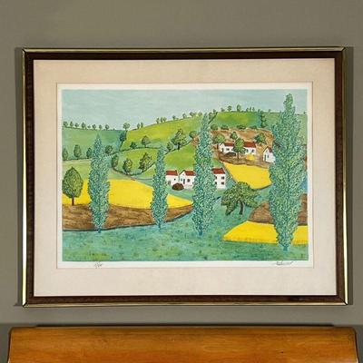 MAURICE LOIRAND PRINT | Maurice Loirand (French, 1922-2008): print of countryside, pencil signed lower right, ed. 175/275, matted and...