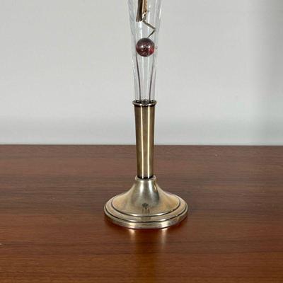 STERLING & GLASS FLOWER VASE | Cement filled Sterling base with an etched glass vase - h. 11-1/2 in.