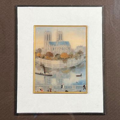 FLOAT MOUNTED CANAL SCENE | Small print of a canal scene float mounted and matted in a frame - 12-1/2 x 10-3/4 in. (frame)