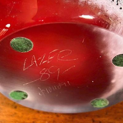 TIM LAZER ART GLASS VASE | Signed 