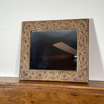 ANTIQUE MIRROR | With a viney patterned frame - h. 14-1/2 x w. 16-1/2 in.
