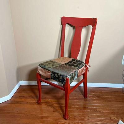RED PAINTED SIDE CHAIR | With a label from 