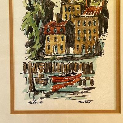 QUEBEC WATERCOLOR | Titled Quebec and dated 68 lower left, signed Jean Guy lower right, possibly Jean-Louis Guy - overall h. 21-1/4 x w....