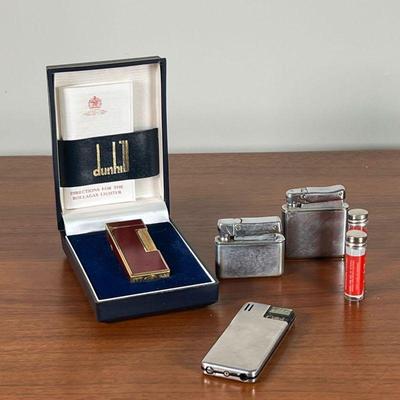 (4pc) GROUP of LIGHTERS | Including a Dunhill gold-plated lighter in box, plus Colibri and Kreisler