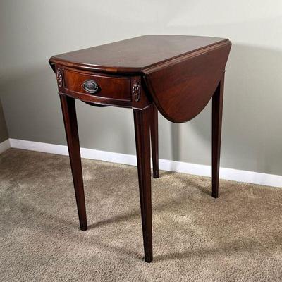 PEMBROKE SIDE TABLE | Solid wood pembroke side table with small side drawers - h. 26-3/4 x w. 24 x d x 16 in. (with leaves down)