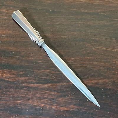 GEORG JENSEN LETTER OPENER | Sterling silver handle letter opener, with a stainless steel blade, signed and marked on the blade - l....