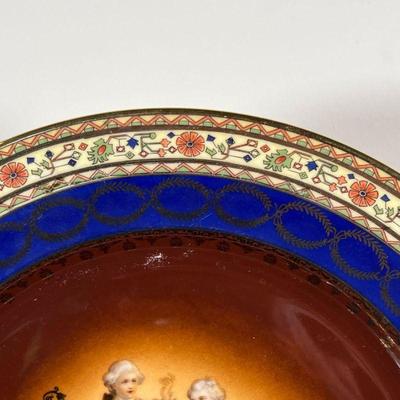 (6pc) CZECH PLATES | Highly decorative with figural scenes within geometric borders and a cobalt border with wreathes, with gilt...