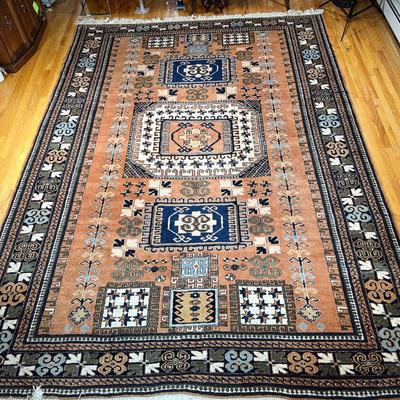 HAND-KNOTTED PERSIAN ARDABIL CARPET | Geometric overall pattern with a rust colored field, hand knotted and of very high quality - 12 ft....