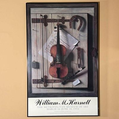 WILLIAM M. HARNETT POSTER | The Metropolitan Museum of Art, 1992, showing one of his trompe l'oeil paintings with a violin - 39 x 24-1/2...