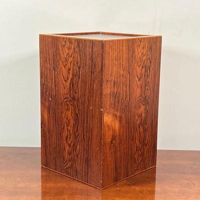 MODERN ROSEWOOD PEDESTAL | Small pedestal with contrasting woods, no apparent makers mark or label; removable inset top- great for art...