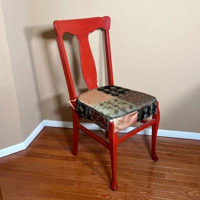 RED PAINTED SIDE CHAIR | With a label from 