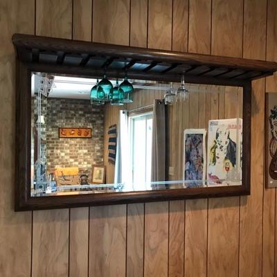 bar mirror & glass holder $125