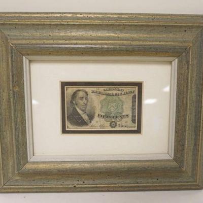 1102	U.S. FRACTIONAL CURENCY, 50 CENTS, FRAMED & MATTED, APPROXIMATELY 9 IN X 11 IN
