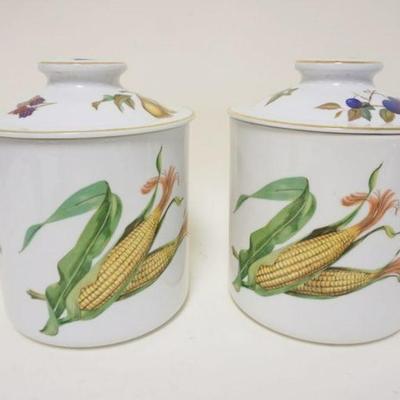 1129	ROYAL WORCESTER EVESHAM CANISTERS, 9 1/4 IN HIGH
