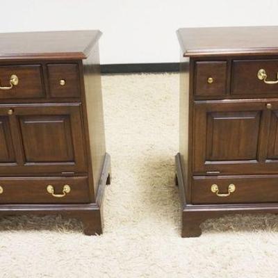 1006	PAIR OF HENKEL HARRIS VIGINIA GALLERIES MAHOGANY NIGHT STANDS, 4 DRAWERS W/FALL FRONT DROP, APPROXIMATELY 22 IN X 17 IN X 29 IN HIGH
