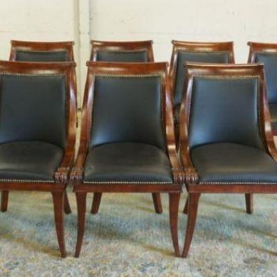 1231	SET OF 10 FRENCH EMPIRE STYLE CHAIRS, UPHOLSTERED W/VINYL SEATS, VINYL WORN ON SOME CHIARS
