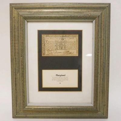 1103	U.S. COLONIAL CURRENCY, MARYLAND, FRAMED & MATTED
