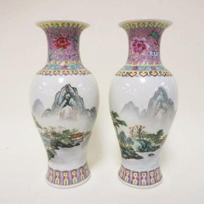 1165	PAIR OF ASIAN VASES W/CHARACTER MARKS ON BASE APPROXIMATELY 11 IN
