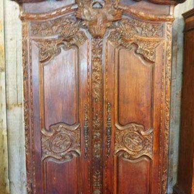 1234	LARGE 2 DOOR FRENCH COUNTRY WARDROBE W/PANELED SIDES, APPROXIMATELY 56 IN X 25 IN X 92 IN HIGH
