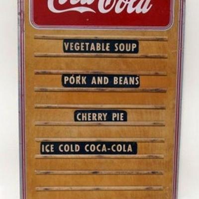 1249	COCA COLA ANTIQUE WOOD RESTAURANT MENU SIGN ADVERTISEMENT, APPROXIMATELY 14 IN X 24 1/2 IN

